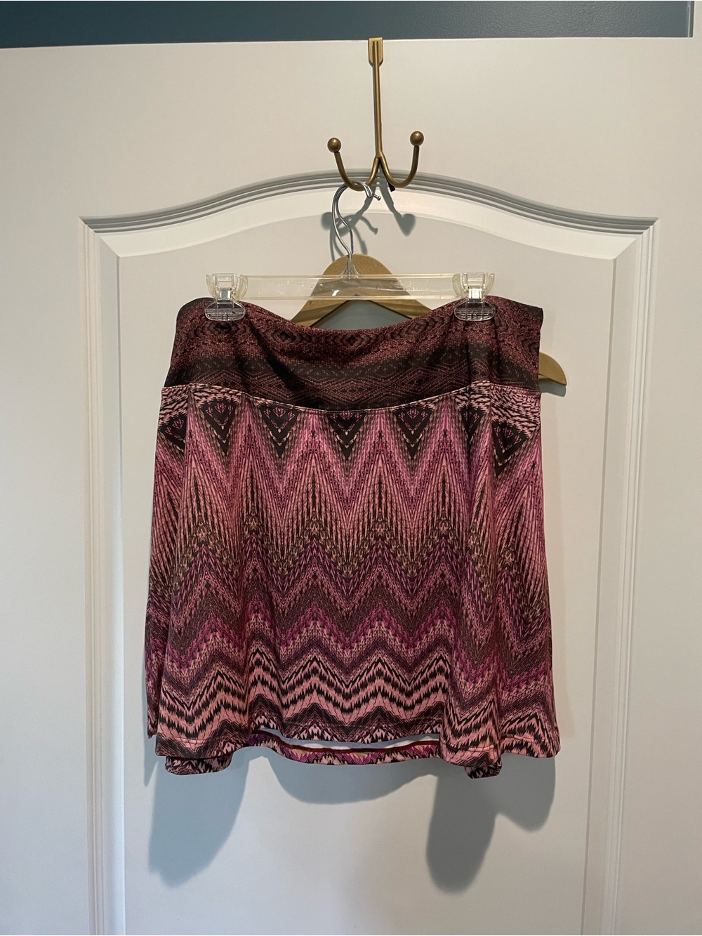 Prana Womens Pink Chevron Pattern A-Line Skirt